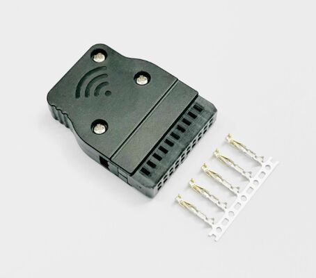 PLC Horn Plug Servo Motor Connector with 1000V Voltage Rating, Silver and Gold-plated Pins, Panel and Cable Mount Options