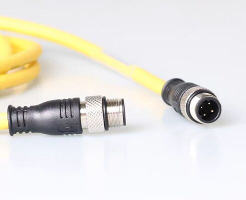 M12 waterproof aviation connector with wires, 4/5/8-pin male and female molded straight and right-angle plugs, sensor connection cable