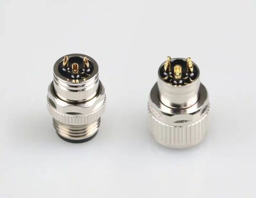 M12 connector, integral non-detachable, shielded, solder-type, waterproof male and female, 4-core, 5-core, 8-core, 12-core